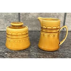 Homer Laughlin Coventry Castilian Granada Gold Sugar & Creamer Set